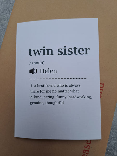 Twin Sister Birthday Card, Birthday Card for twin sister, Twin sister birthday, Card, personalised birthday card