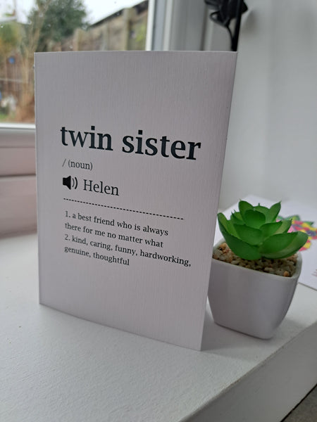 Twin Sister Birthday Card, Birthday Card for twin sister, Twin sister birthday, Card, personalised birthday card
