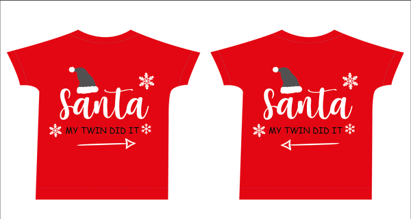 Santa - My twin did it - T-shirt or jumper set