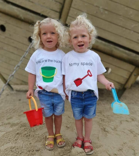 Bucket and Spade T-Shirt - clothes for twins- Set of 2