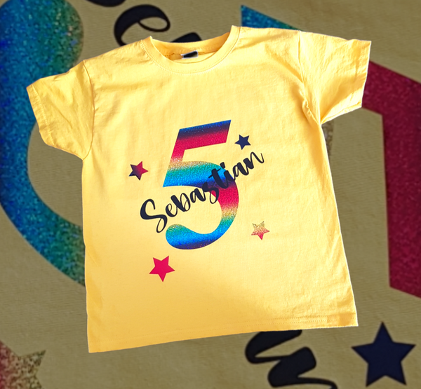 Personalised Birthday Number T-Shirts - Set of 2