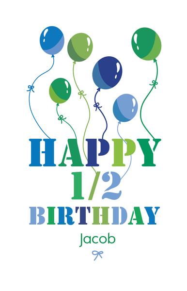 Personalised Half Birthday Card -  Set of 2 Cards - Balloons