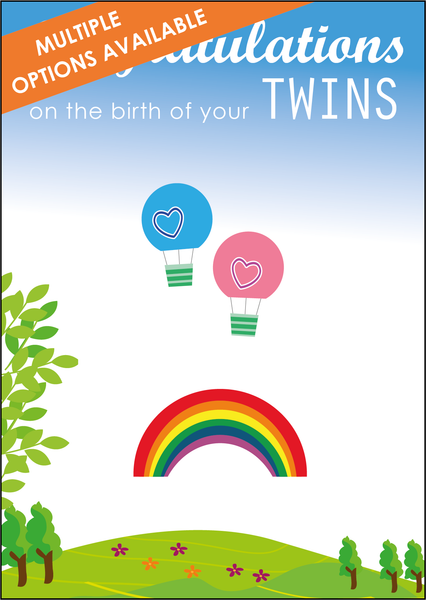 Congratulations on the Birth of your Twins, Congratulations on the Birth of your Twin Boy and Twin Girl, Twins Birth Card, New Arrival, Congratulations on your Twins, Personalised on the birth cards, Personalised on the birth of your twins cards, Twin Cards Boy and Girl, Double Love Double Blessings, Born Together Friends Forever, Two Peas in a Pod, Sometimes you Wish for a Miracle and You Get Two