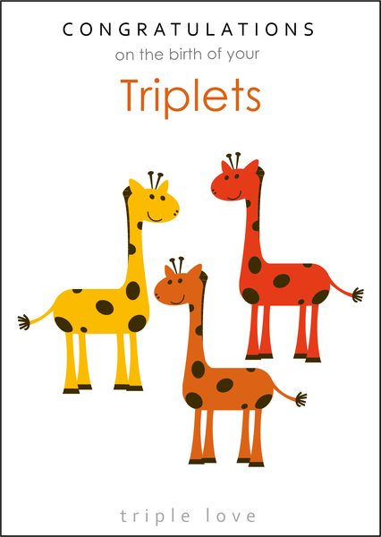 Congratulations on the Birth of your Triplets, Triplet Birth Card, New Arrival,Congratulations on your Triplets, Team Triplets, Wow Wee theres Three. Personalised on the birth cards, Personalised on the birth of your triplets cards,