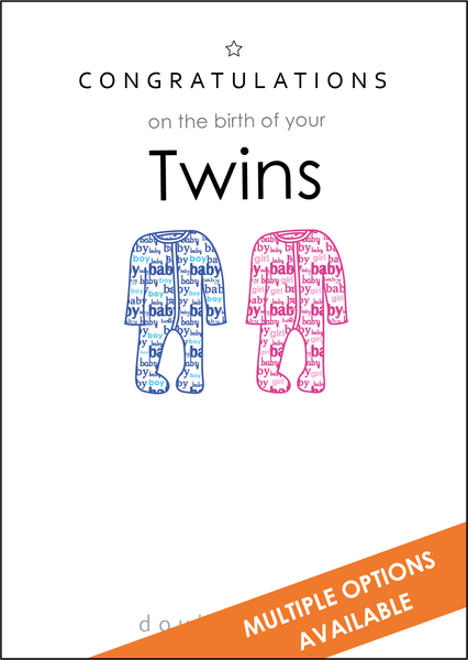 Congratulations on the Birth of your Twins, Congratulations on the Birth of your Twin Boy and Twin Girl, Twins Birth Card, New Arrival, Congratulations on your Twins, Personalised on the birth cards, Personalised on the birth of your twins cards, Twin Cards Boy and Girl, Double Love Double Blessings, Born Together Friends Forever, Two Peas in a Pod, Sometimes you Wish for a Miracle and You Get Two