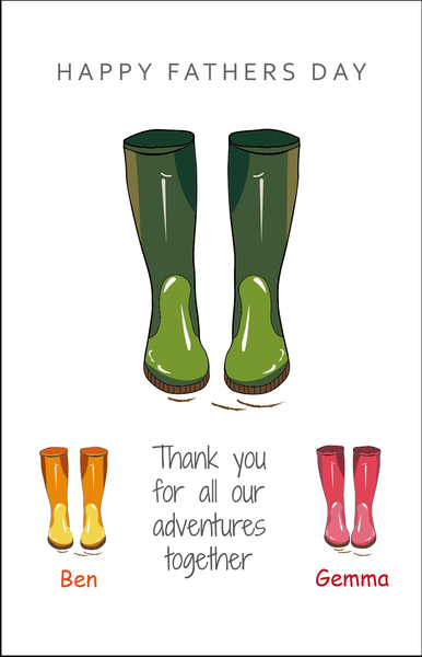 Personalised Fathers Day Card - Wellie
