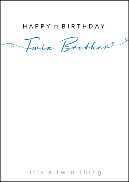 Twin Brother Birthday Card, Twins Birthday Cards UK, Personalised Twin Birthday Cards, Birthday card for my Twin Brother, To my Twin Birthday Card