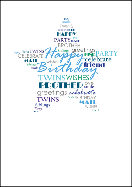 Twin Brother Birthday Card, Twins Birthday Cards UK, Personalised Twin Birthday Cards, Birthday card for my Twin Brother, To my Twin Birthday Card