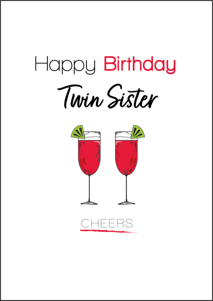 Twin Sister Birthday Card, Twins Birthday Cards UK, Personalised Twin Birthday Cards, Birthday card for my Twin Sister, To my Twin Birthday Card