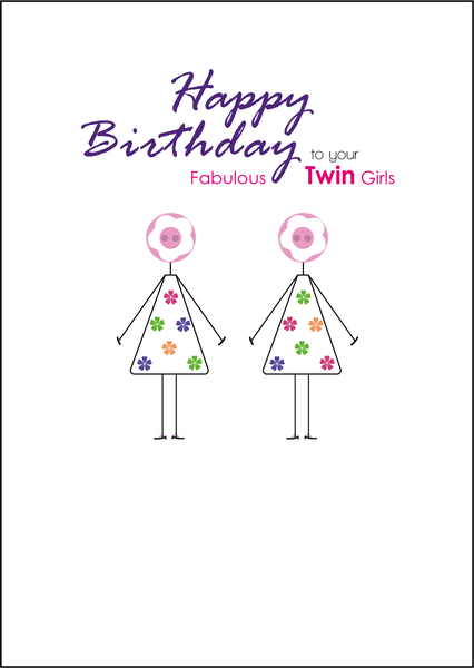 Twin Girls Birthday Card, Twins Birthday Cards UK, Personalised Twin Birthday Cards, Birthday card for your Twin Girls, Twins Birthday Card