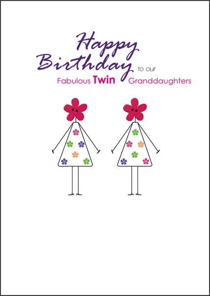 Twin Granddaughters Birthday Card, Twins Birthday Cards UK, Personalised Twin Birthday Cards, Birthday card for  Twin Granddaughters Twins Birthday Card, To Twin Granddaughters, Birthday Card, Twin Granddaughters Birthday Card