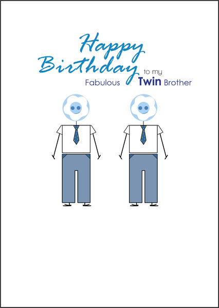 Twin Brother Birthday Card, Twins Birthday Cards UK, Personalised Twin Birthday Cards, Birthday card for my Twin Brother, To my Twin Birthday Card