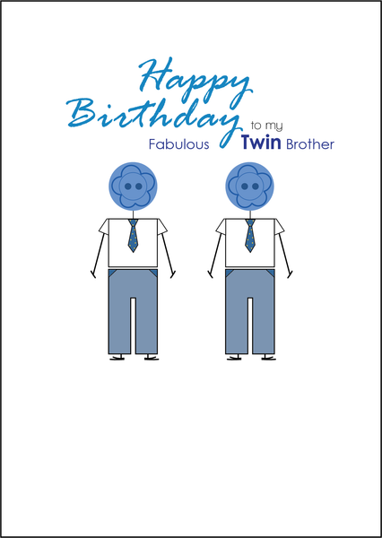 Twin Brother Birthday Card, Twins Birthday Cards UK, Personalised Twin Birthday Cards, Birthday card for my Twin Brother, To my Twin Birthday Card