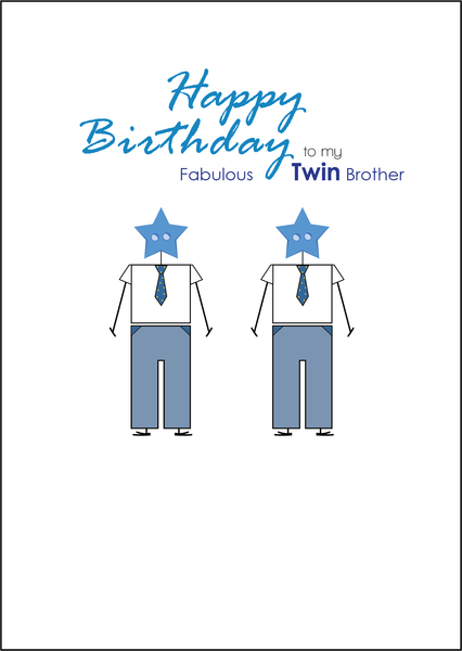 Twin Brother Birthday Card, Twins Birthday Cards UK, Personalised Twin Birthday Cards, Birthday card for my Twin Brother, To my Twin Birthday Card