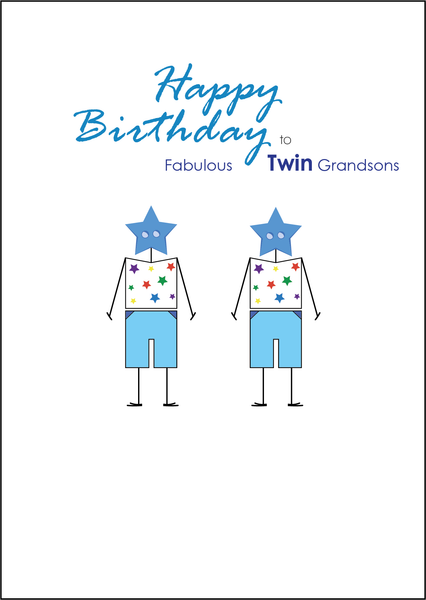 Twin Gransons Birthday Card, Twins Birthday Cards UK, Personalised Twin Birthday Cards, Birthday card for  Twin Grandsons Twins Birthday Card, To Twin Grandsons, Birthday Card, Twin Grandsons Birthday Card