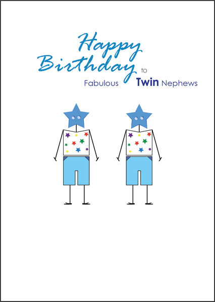 Twin Nephews Birthday Card, Twins Birthday Cards UK, Personalised Twin Birthday Cards, Birthday card for  Twin Nephews, Twins Birthday Card, To Twin Nephews Birthday Card, Twin Nephews Birthday Card