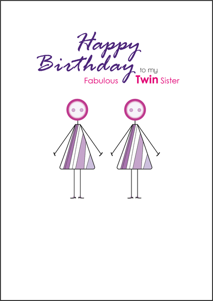 Twin Sister Birthday Card, Twins Birthday Cards UK, Personalised Twin Birthday Cards, Birthday card for my Twin Sister, To my Twin Birthday Card