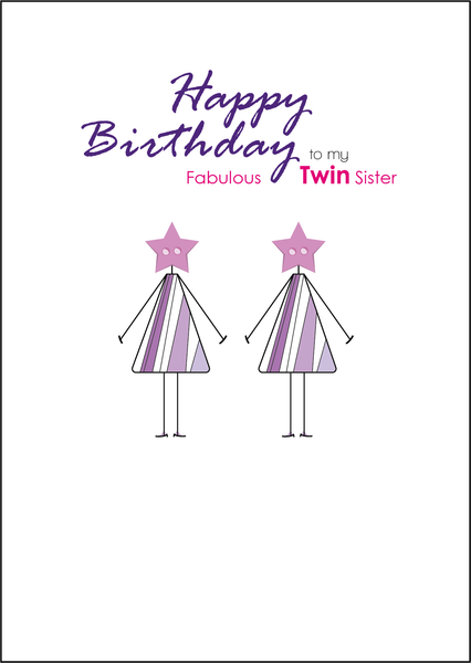 Twin Sister Birthday Card, Twins Birthday Cards UK, Personalised Twin Birthday Cards, Birthday card for my Twin Sister, To my Twin Birthday Card