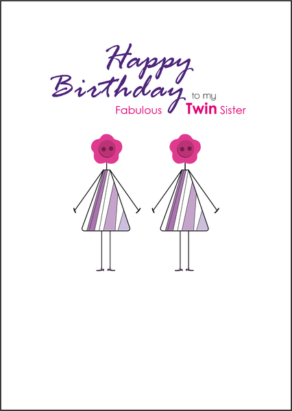 Twin Sister Birthday Card, Twins Birthday Cards UK, Personalised Twin Birthday Cards, Birthday card for my Twin Sister, To my Twin Birthday Card