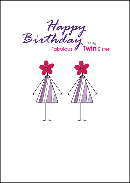 Twin Sister Birthday Card, Twins Birthday Cards UK, Personalised Twin Birthday Cards, Birthday card for my Twin Sister, To my Twin Birthday Card
