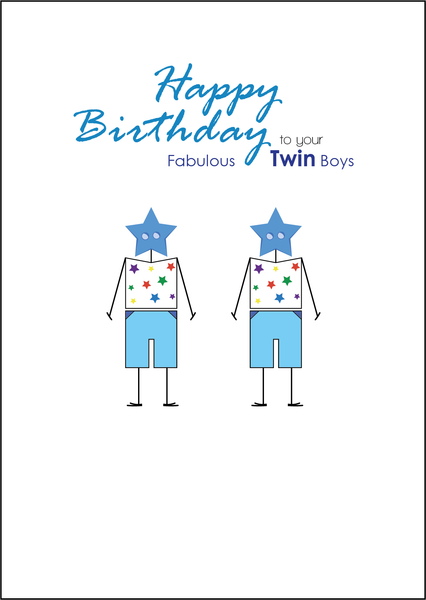 Twin Boys Birthday Card, Twins Birthday Cards UK, Personalised Twin Birthday Cards, Birthday card for your Twin Boys, To your Twins Birthday Card, To your Twin Boys Birthday Card