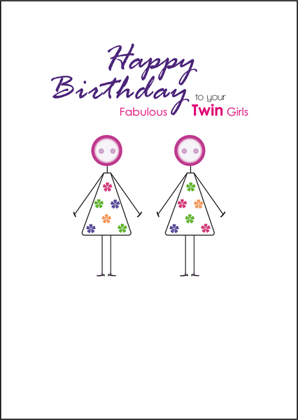 Twin Girls Birthday Card, Twins Birthday Cards UK, Personalised Twin Birthday Cards, Birthday card for your Twin Girls, Twins Birthday Card
