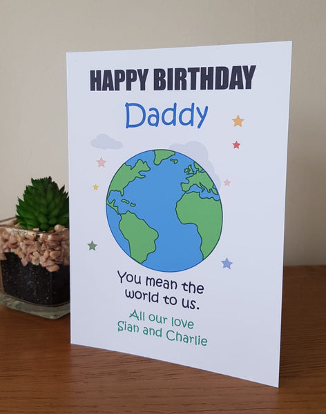 Personalised Twin Dad Birthday Card - You Mean the World to us