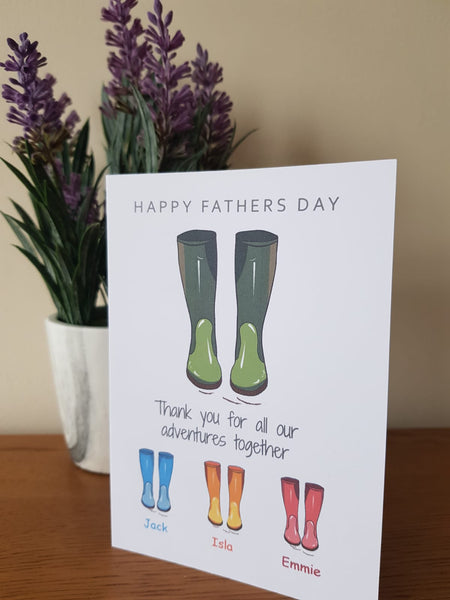 Personalised Fathers Day Card - Wellie