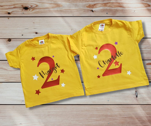 Personalised Birthday Number T-Shirts - Set of 2