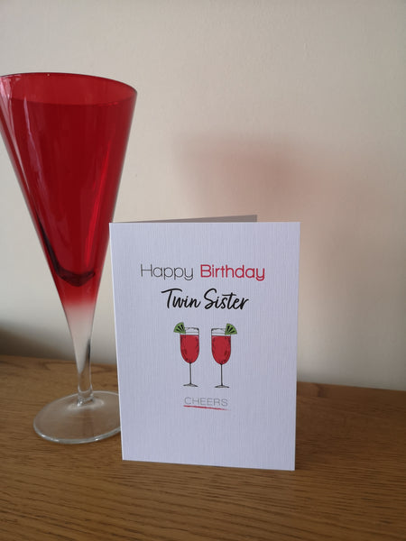 Twin Sister Birthday Card, Twins Birthday Cards UK, Personalised Twin Birthday Cards, Birthday card for my Twin Sister, To my Twin Birthday Card