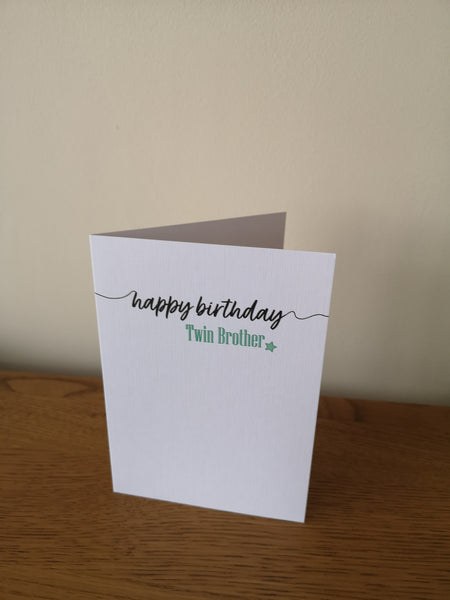Twin Brother Birthday Card, Twins Birthday Cards UK, Personalised Twin Birthday Cards, Birthday card for my Twin Brother, To my Twin Birthday Card