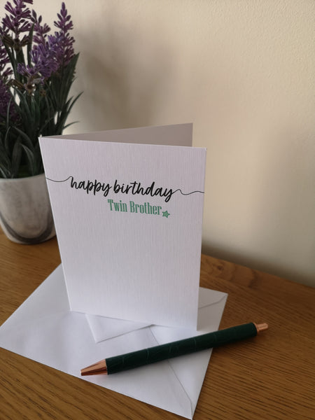Twin Brother Birthday Card, Twins Birthday Cards UK, Personalised Twin Birthday Cards, Birthday card for my Twin Brother, To my Twin Birthday Card