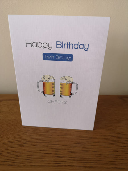 Twin Brother Birthday Card, Twins Birthday Cards UK, Personalised Twin Birthday Cards, Birthday card for my Twin Brother, To my Twin Birthday Card