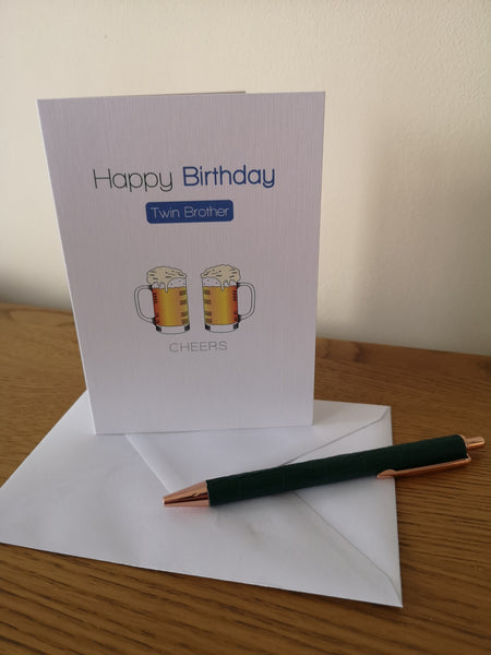 Twin Brother Birthday Card, Twins Birthday Cards UK, Personalised Twin Birthday Cards, Birthday card for my Twin Brother, To my Twin Birthday Card