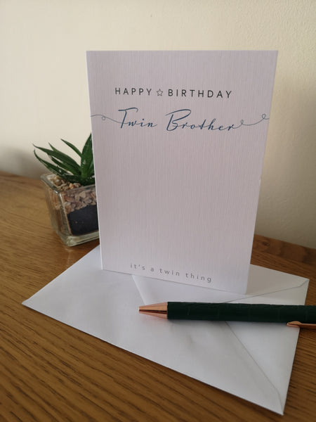 Twin Brother Birthday Card, Twins Birthday Cards UK, Personalised Twin Birthday Cards, Birthday card for my Twin Brother, To my Twin Birthday Card