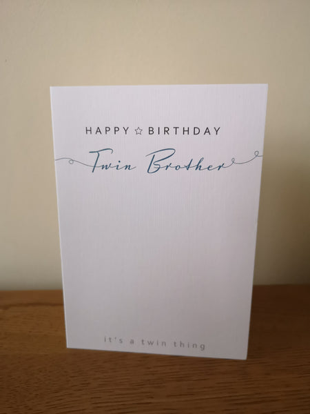 Twin Brother Birthday Card, Twins Birthday Cards UK, Personalised Twin Birthday Cards, Birthday card for my Twin Brother, To my Twin Birthday Card