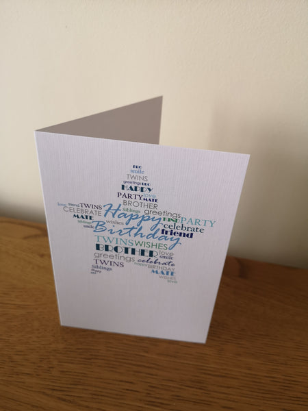 Twin Brother Birthday Card, Twins Birthday Cards UK, Personalised Twin Birthday Cards, Birthday card for my Twin Brother, To my Twin Birthday Card