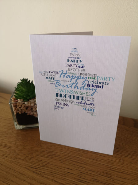 Twin Brother Birthday Card, Twins Birthday Cards UK, Personalised Twin Birthday Cards, Birthday card for my Twin Brother, To my Twin Birthday Card