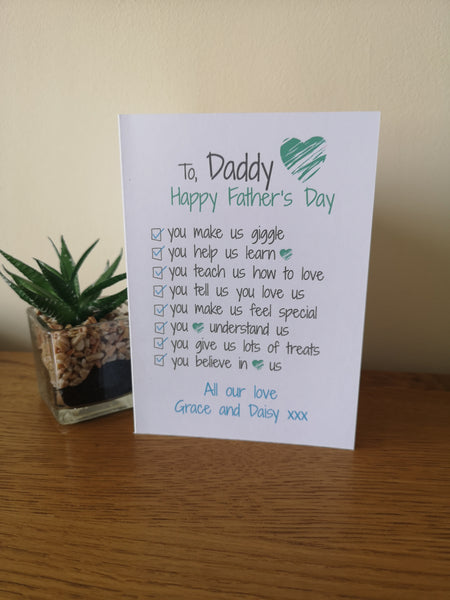 Personalised Fathers Day Card - List