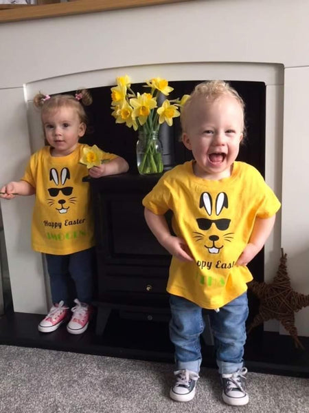 Fun Easter Tshirts - clothes for twins - Set of 2