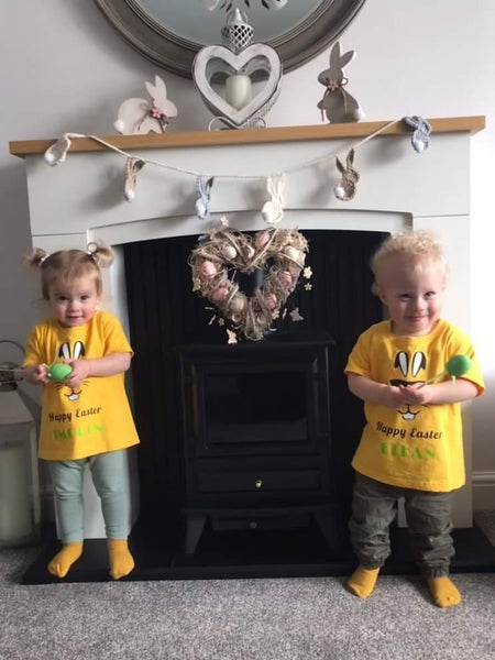 Fun Easter Tshirts - clothes for twins - Set of 2