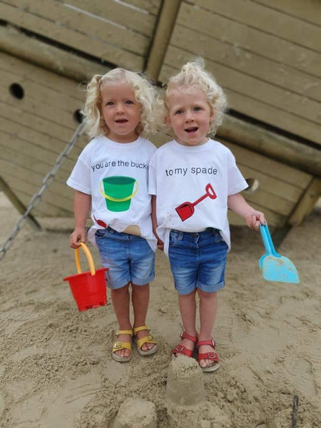 Bucket and Spade T-Shirt - clothes for twins- Set of 2