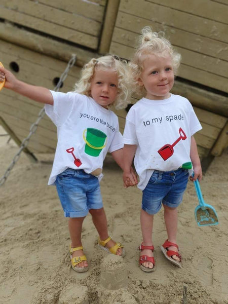 Bucket and Spade T-Shirt - clothes for twins- Set of 2