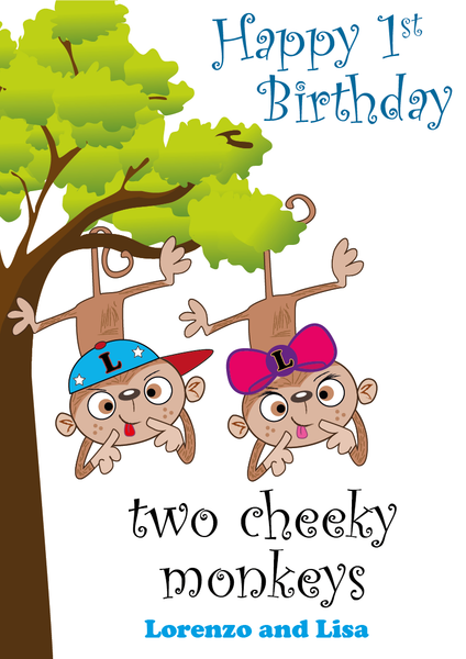 birthday card for twins, twin boy and girl birthday card, card for twin boy and girl, twins birthday card, personalised twin birthday card