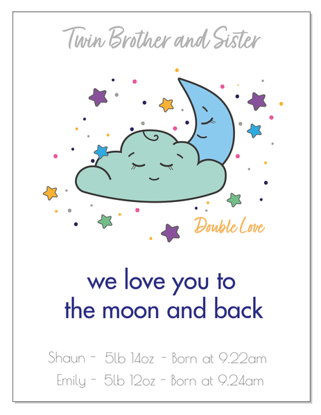 Personalised Baby Prints, Twin Brother and Twin Sister, Twin Brother and Twin Sister Gifts, Personalised Twin Brother and Twin Sister Gifts,  Twin Gifts, Twin Birthday Gifts, Twin Birthday Gift, Personalised Twin Birthday Card, Gift for twin babies