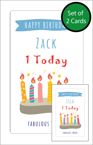 Personalised Twin Birthday Card -  Twin Boys, Twin Girls, Twin Brother, Twin Sister