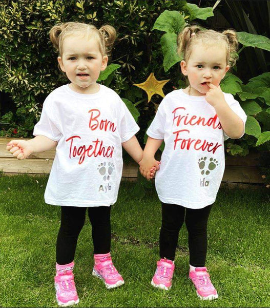 Born Together Friends Forever T-Shirt - clothes for twins - Set of 2