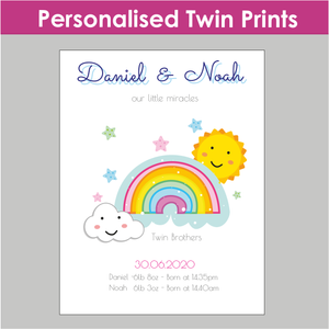 Twin Gift, Personalised Twin Gift, Gift for Twin Babies, Personalised Twin Birthday Card, Gift for Twins