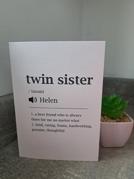 Twin Sister Birthday Card, Birthday Card for twin sister, Twin sister birthday, Card, personalised birthday card