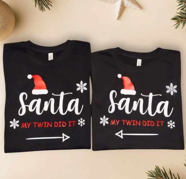 Santa - My twin did it - T-shirt or jumper set